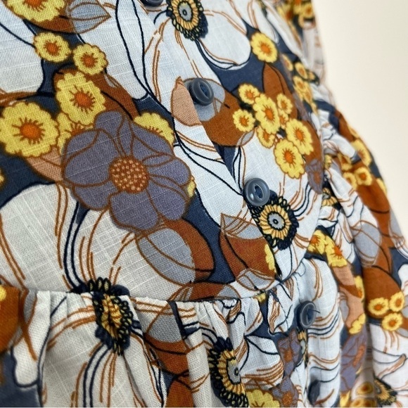 A.N.A A New Approach Women’s Floral Boho Blouse Gray Yellow Brown S - Picture 9 of 14